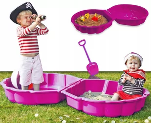 DUŻA XXL PIASKOWNICA BASEN 2W1 MUSZELKA + ZABAWKA Różowa - Place zabaw - miniaturka - grafika 1