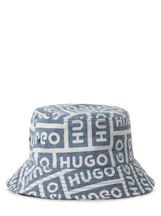 HUGO BLUE Męska czapka z daszkiem - Gyn-D Mężczyźni Bawełna niebieski|biały wzorzysty, L/XL - Czapki i chusty sportowe męskie - miniaturka - grafika 1