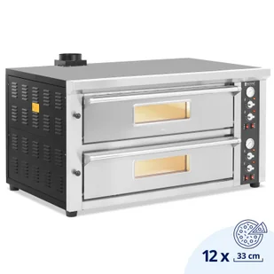 Piec do pizzy podwójny z szamotem na 12 pizz śr. 33 cm 400 V 13200 W - Piece, kotły  i płyty grzejne gastronomiczne - miniaturka - grafika 1