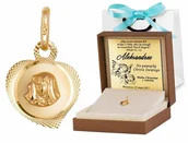 Zawieszki - Murrano Złota Zawieszka 333 Medalik Matka Boska w Sercu Grawer ZZ-007 - miniaturka - grafika 1