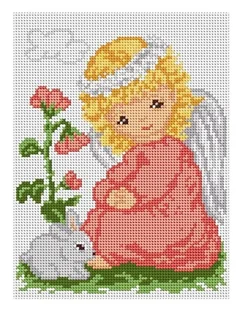 Kanwa z nadrukiem aniołek (5018) - Pasmanteria - miniaturka - grafika 1