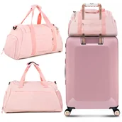 Torby podróżne - Torba Podróżna Bagaż Podręczny Fitness Siłowniana Różowa 30 L - miniaturka - grafika 1