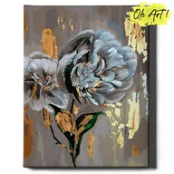 Malowanie po numerach - Malowanie Po Numerach ze złotą błyszczącą farbą 40x50 cm / Piękne kwiaty / obraz na ramie / Oh Art! - miniaturka - grafika 1