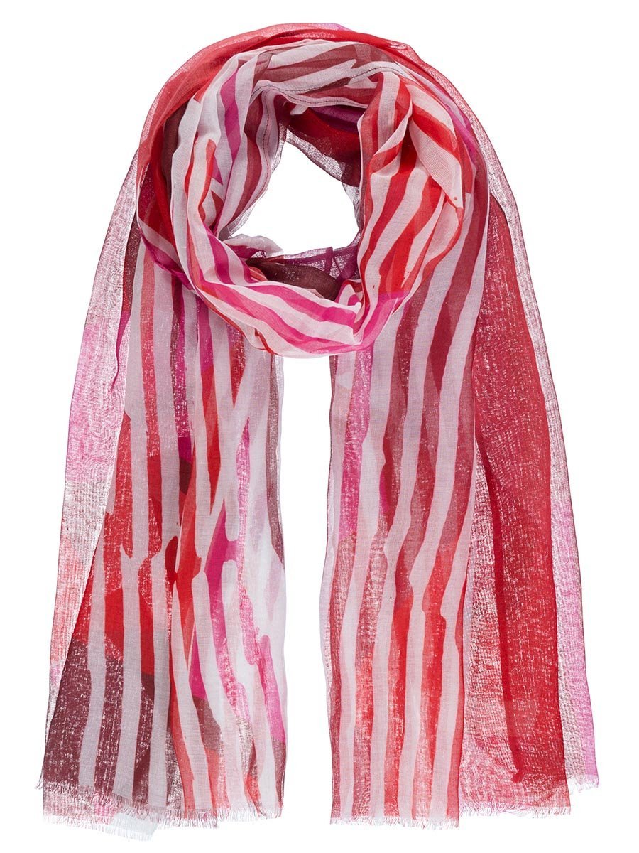 Damski szalik lekki graficzny nadruk czerwony Passigatti