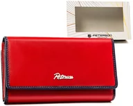 Portfele - Duży portfel skórzany na karty z ochroną RFID Peterson, czerwono-granatowy - miniaturka - grafika 1