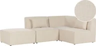 Narożniki - BELIANI Sofa narożnik lewostronny modułowa beżowa sztruksowa z otomaną 3-osobowa nowoczesna kanapa z poduszką - miniaturka - grafika 1