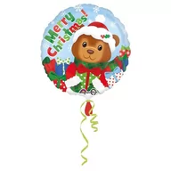 Ozdoby bożonarodzeniowe - Balon foliowy niedźwiadek świąteczny Merry Christmas - miniaturka - grafika 1