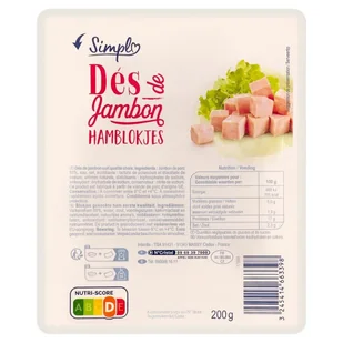 Simpl Szynka wieprzowa gotowana krojona w kostkę 200 g - Pasztet i przetwory mięsne - miniaturka - grafika 1