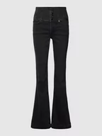 Spodnie damskie - Jeansy z wysokim stanem i szerokim pasem - miniaturka - grafika 1
