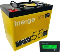 Baterie do zasilaczy awaryjnych UPS - Inerge Akumulator AGM 12V 55Ah INERGE + tester LCD - miniaturka - grafika 1