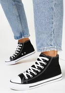 Trampki damskie - Czarne Sznurowane Trampki z Cholewką za Kostkę Socerio - miniaturka - grafika 1