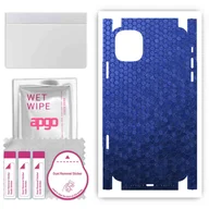 Szkła hartowane na telefon - Folia naklejka skórka strukturalna na TYŁ+BOKI do Apple iPhone 11 - Plaster Miodu Niebieski - apgo SKINS - miniaturka - grafika 1