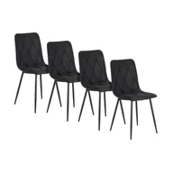 Krzesła - Zestaw Krzesło Tapicerowane Kuchenne Do Jadalni Salonu Loft Czarne ROBIN 4x - miniaturka - grafika 1