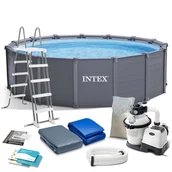 Baseny ogrodowe - Basen stelażowy do ogrodu Intex Graphite Gray Panel Pools 478 x 124 cm 12w1 - miniaturka - grafika 1