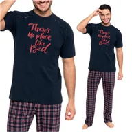 Piżamy damskie - Piżama męska bawełniana z krótkim rękawem w kratkę GRANAT XXL - miniaturka - grafika 1