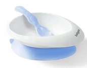 Miseczki i talerzyki dla dzieci - Miseczka Z Przyssawką Łyżeczka Do Karmienia Niebieska Babyono - miniaturka - grafika 1