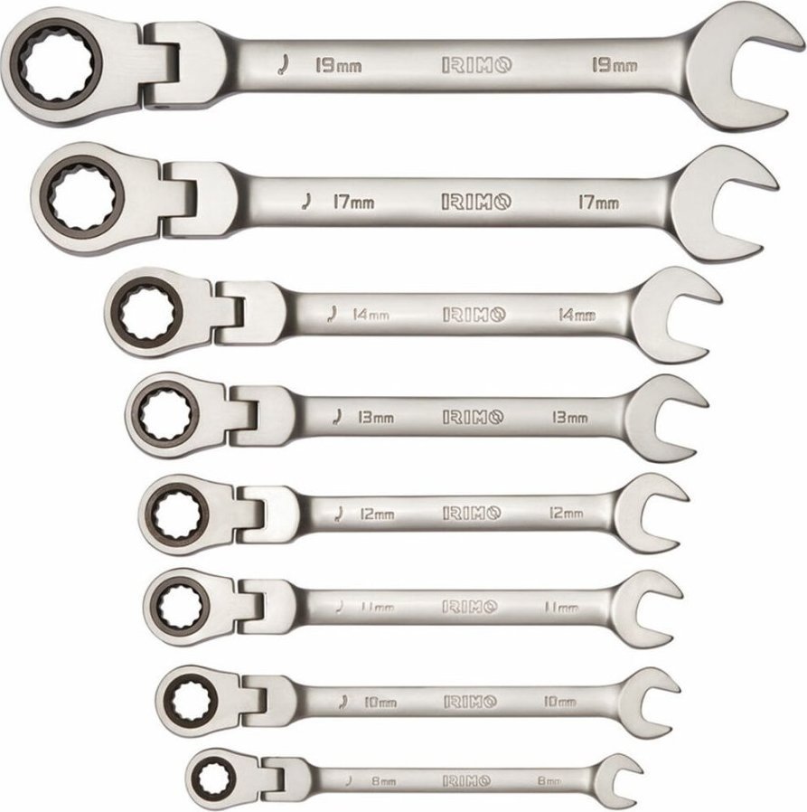 Bahco Terkšlinių reversinių kombinuotų raktų su lanksčia galvute rinkinys Irimo, 8 vnt 8-19mm