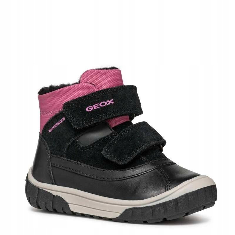 GEOX Botki dziecięce ocieplane rzepy Black-Fuchsia B462LC-022FU-C0922 r.26