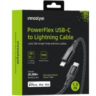 Kable USB - INNOSTYLE POWERFLEX KABEL USB-C LIGHTNING MFI SZYBKIEGO ŁADOWANIA DO IPHONE KEVLAR 2M CZARNY - miniaturka - grafika 1