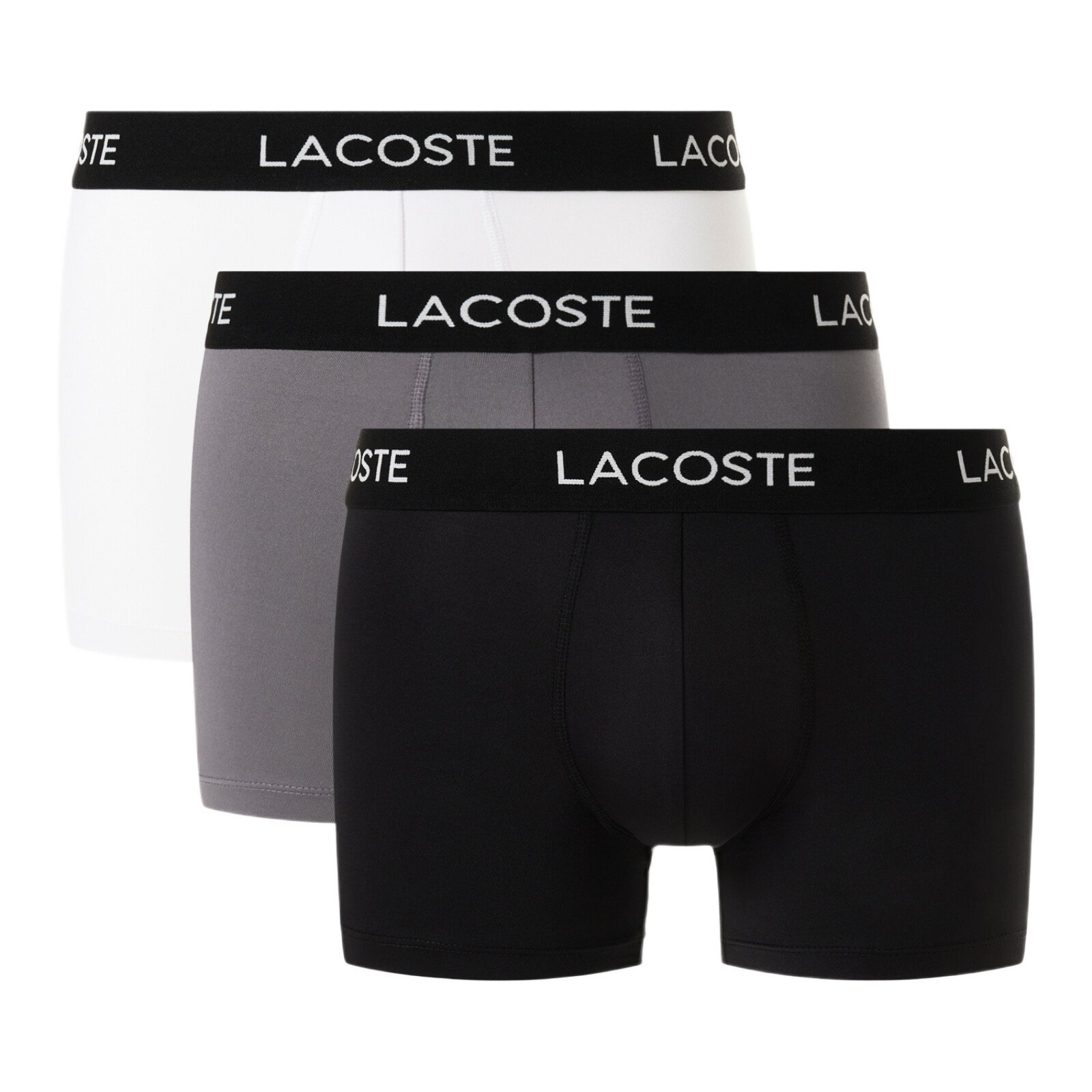Bokserki Lacoste Microfiber Trunks 3-Pack Black/Lead Grey-White L