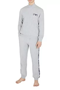 Emporio Armani Men's Iconic Terry Sweater And Trouser Set Sweter+Spodnie Męskie, Lekki szary Melange, XXL - Spodnie męskie - miniaturka - grafika 1
