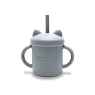 Kubki dla dzieci - LORELLI CUP - KUBEK SILIKONOWY ZE SŁOMKĄ GREY - miniaturka - grafika 1