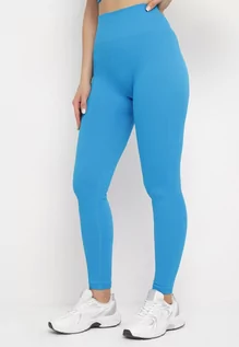 Legginsy - Granatowe Legginsy Push-Up z Prążkowanej Dzianiny Thistleta - grafika 1