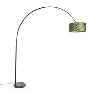 Lampy stojące - QAZQA Lampa podłogowa łuk czarna klosz welurowy pawie oczka 50cm - XXL - miniaturka - grafika 1