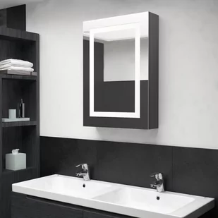 vidaXL vidaXL Szafka łazienkowa z lustrem i LED szara 50x13x70 cm 326490 - Szafki łazienkowe - miniaturka - grafika 1