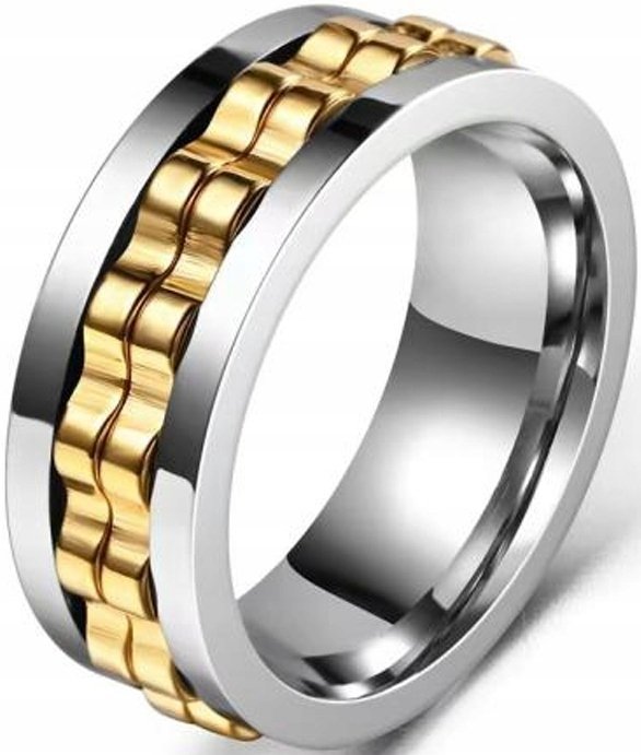 Srebrny Złoty Pierścionek Antystresowy Anxiety Ring ze Stali Chirurgicznej