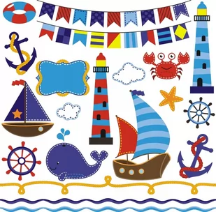 Naklejki dla dzieci marynarz statek Little Sailor, 50x50 cm - Naklejki na ścianę - miniaturka - grafika 1