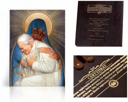 Ikona religijna Matka Boża Częstochowska i Święty Jan Paweł II - Ikony i obrazy sakralne - miniaturka - grafika 1