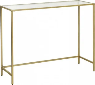 Konsola metalowa złota 100 cm GLAMOUR szklany blat - Konsole i sekretarzyki - miniaturka - grafika 1