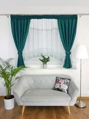 Firany - Firana gotowa z zasłonami ozdobiona lambrekinem- zielona. gotowa firanka - miniaturka - grafika 1