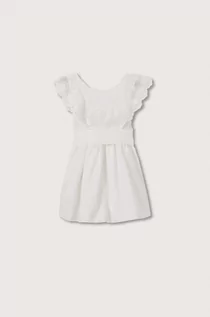 Sukienki - Mango Kids Kids sukienka dziecięca Aurora kolor biały mini rozkloszowana - grafika 1