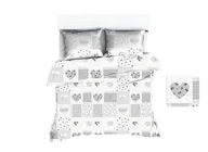 Pościel - Pościel 160x200 biała serca paczłork szary - miniaturka - grafika 1