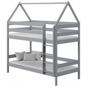 Łóżka dla dzieci i młodzieży - Szare 2-osobowe piętrowe łóżko domek dla dzieci z materacami - Zuzu 3X 160x80 cm - miniaturka - grafika 1