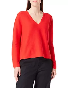 BOSS Damski sweter z bawełny i kaszmiru z dekoltem w serek, Open Red640, M - Swetry damskie - miniaturka - grafika 1