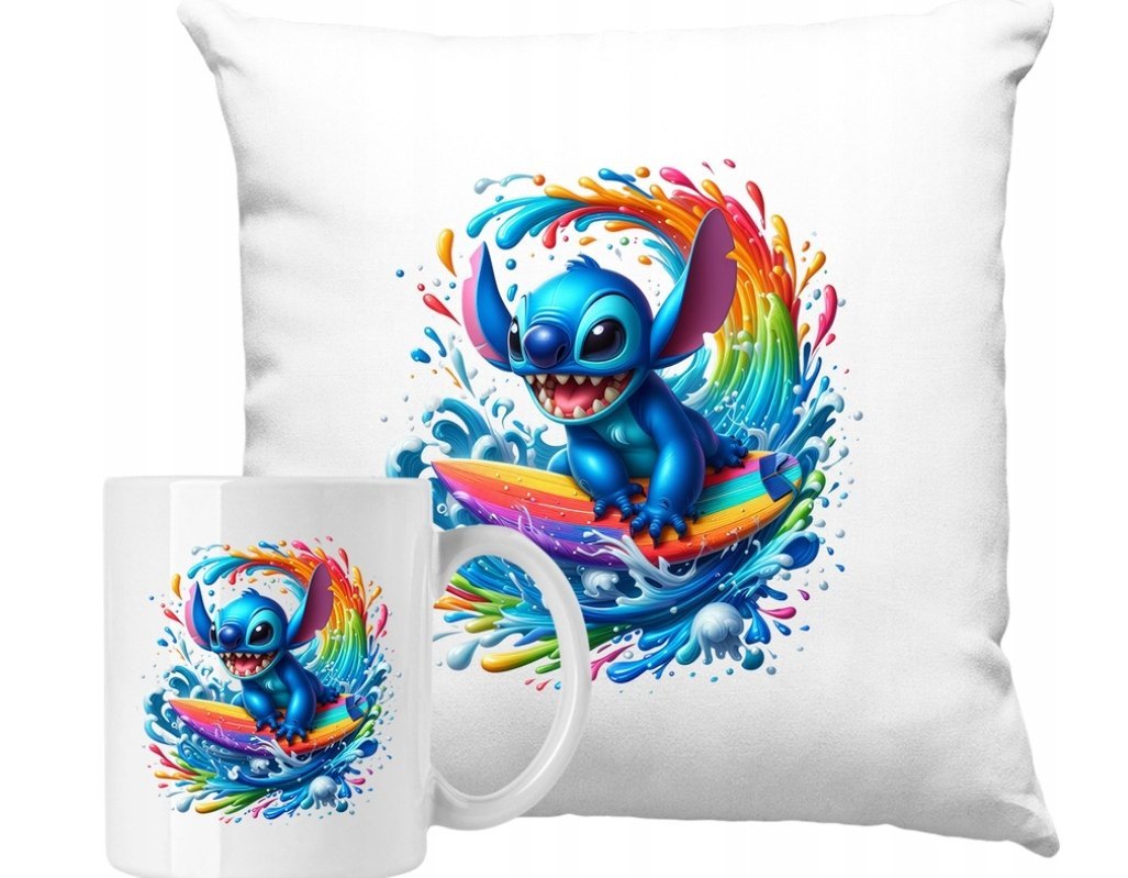 ZESTAW PODUSZKA + KUBEK Stich Sticz Dziecięca + IMIĘ #10