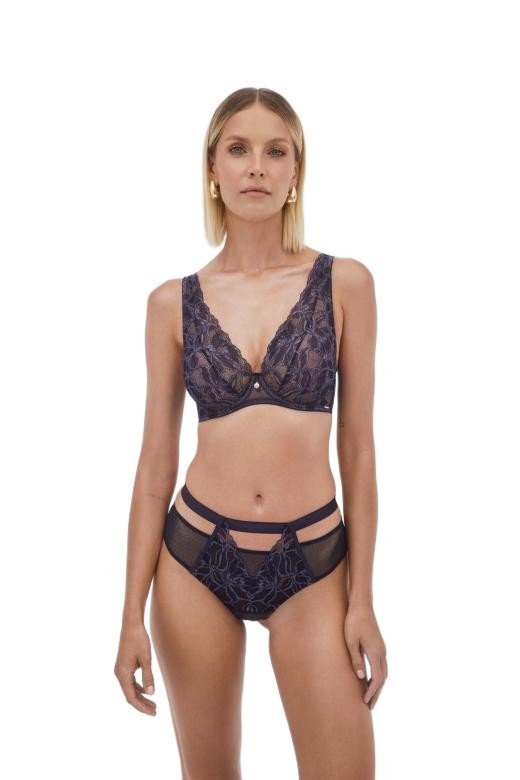 Biustonosz koronkowy miękki braletka Glow M Bralette granatowy Alles 75B