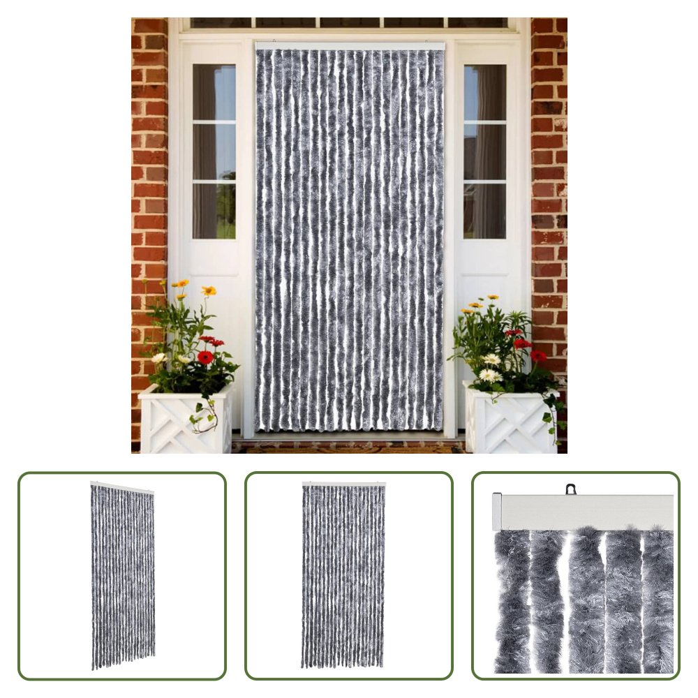 The Living Store Zasłona przeciw owadom srebrna 90x200 cm szenilowa