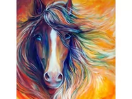 Zabawki kreatywne - Haft Diamentowy, Obraz, Mozaika Diamentowa Diamond Painting, Abstrakcyjny Koń 30X30Cm - miniaturka - grafika 1