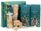 Zestawy upominkowe - Prezent na mikołajki zestaw prezentowy na święta w pudełku kawa herbata słodycze - miniaturka - grafika 1