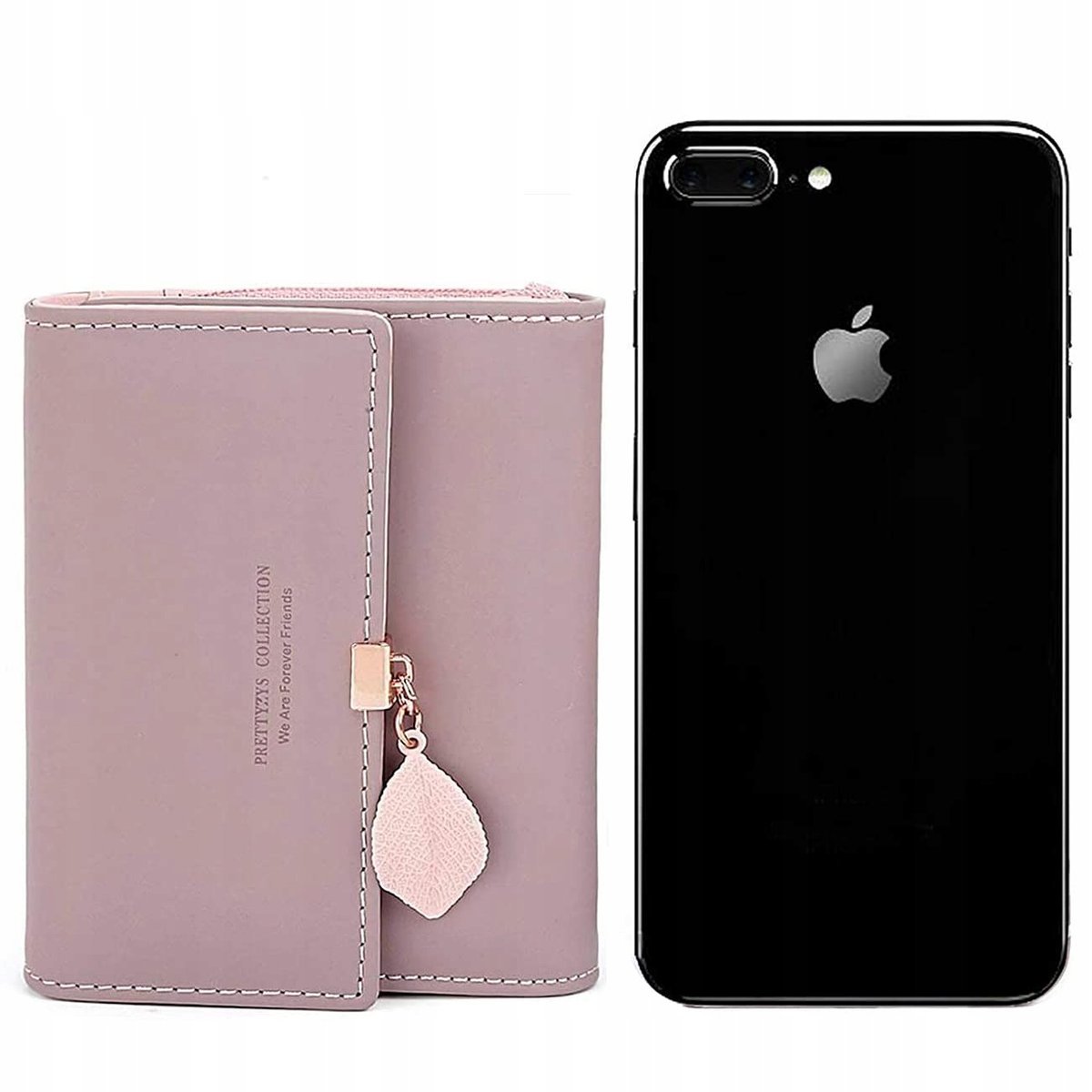 Portfel damski wykonany z gładkiego Syntetyku Róż Ciemny