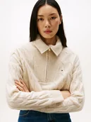 Swetry damskie - Tommy Hilfiger Wełniany sweter damski Kobiety Wełna biały marmurkowy, M - miniaturka - grafika 1