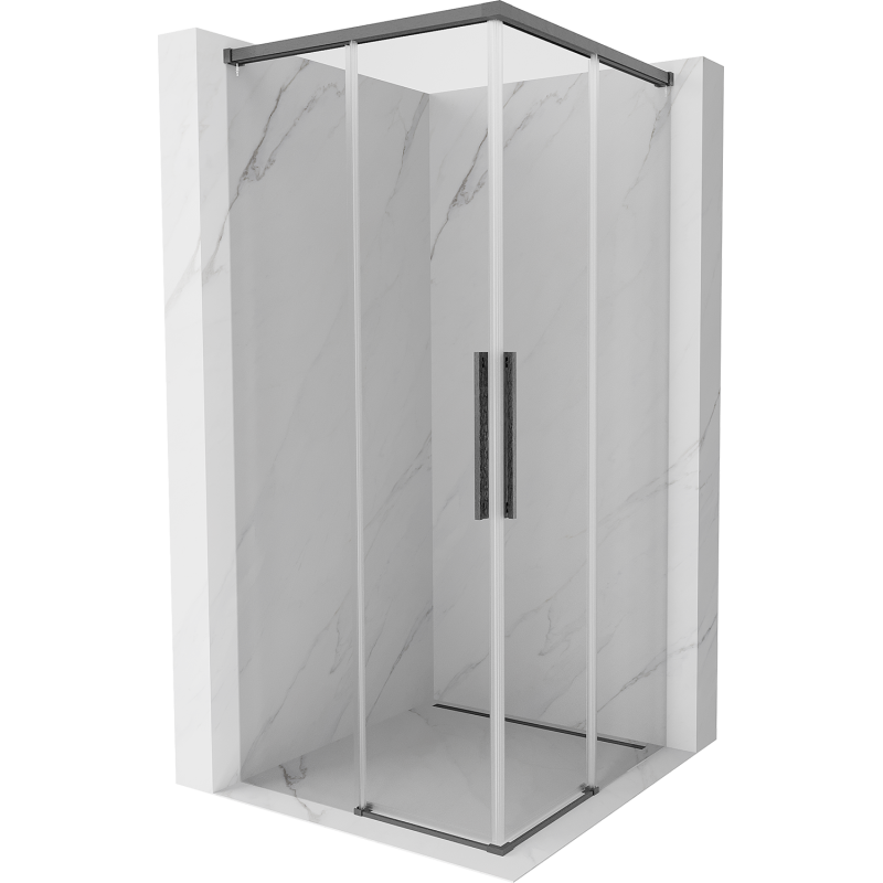 Mexen Rox Duo kabina prysznicowa rozsuwana 80 x 80 cm, transparent, gun gray szczotkowany - 8C2D-080-080-66-00