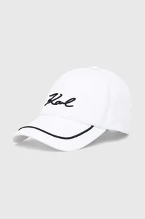 Karl Lagerfeld czapka z daszkiem bawełniana kolor biały z aplikacją 245W3408 - Czapki damskie - miniaturka - grafika 1