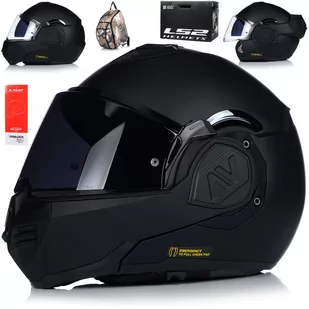 LS2, modulowy kask motocyklowy ADVANT FULL BLACK, XXXL - Kaski motocyklowe - miniaturka - grafika 1