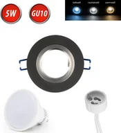 Żarówki LED - Reflektor wpuszczany GU10 szklana rama wpuszczana światło wpuszczane Ø75mm otwór w zestawie GU10 5W neutralna biała żarówka LED czarna matowa okrągła - miniaturka - grafika 1