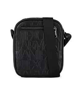 Armani Exchange Męski emblemat, zapięcie na zamek błyskawiczny, czarny, czarny - Torby męskie - miniaturka - grafika 1